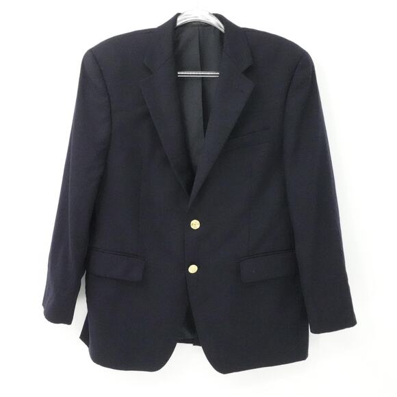 Lauren Ralph Lauren Blazer Mens 38S Navy 100% Wool Gold Crest Buttons Sport Coat - Picture 1 of 16